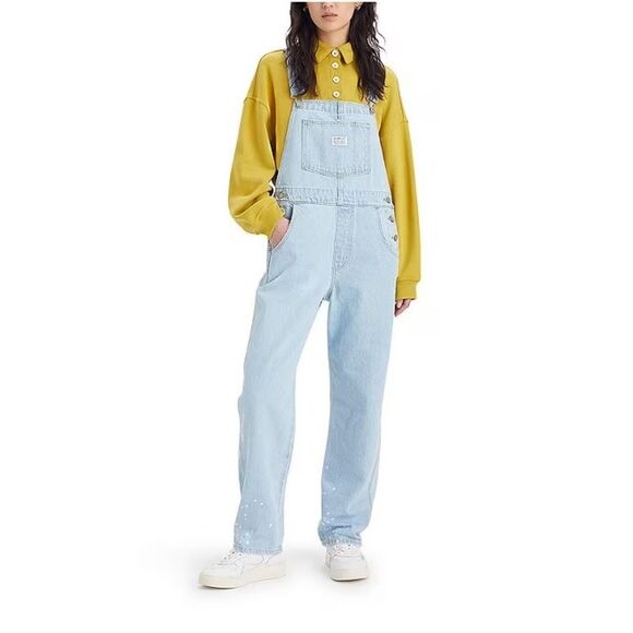 Levi's Women's Vintage Overalls Blue light Wash Stone Shadow Design SZ L: NWT - Picture 3 of 16